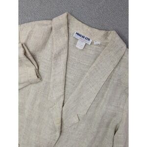 Vtg MIGLIO LTD Cream Linen Blend Blazer Jacket Women Large Pockets Made USA